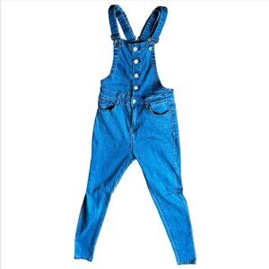 Shein Button Up Denim Overall Skinny Jeans